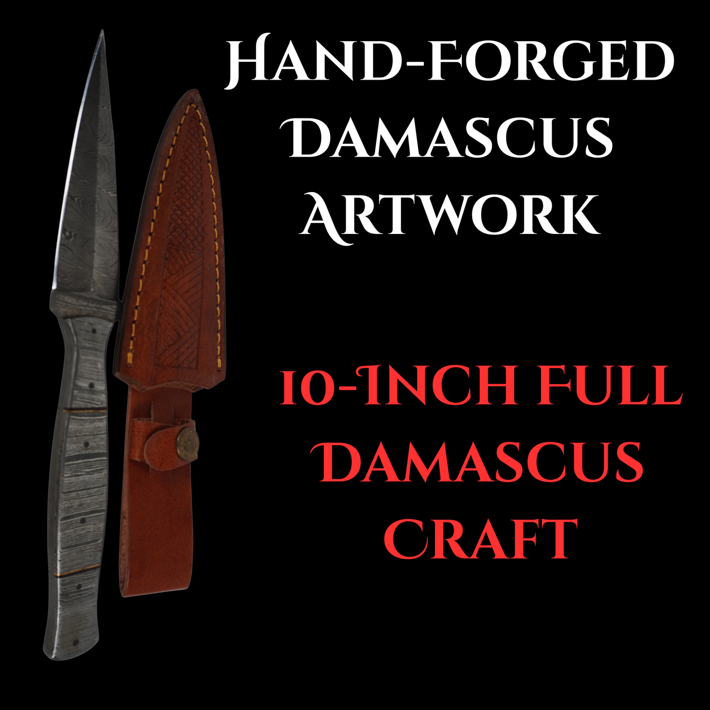 Handmade Damascus Steel Full Tang Fixed Blade Knife | Damascus Handle | 512-Layer Twist Pattern | Leather Sheath