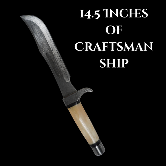 Extra-large handmade Damascus steel fixed blade knife