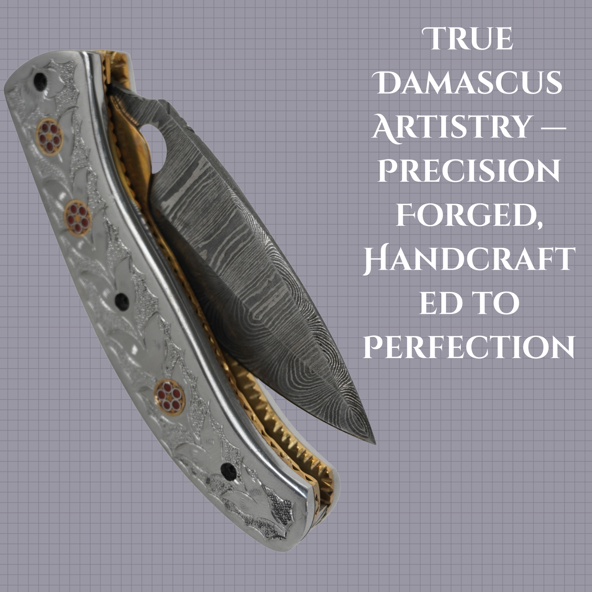 handmade damascus folding knife