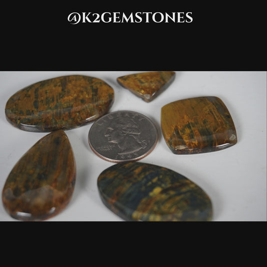 Nellite Stone Cabochons – 5 Pieces | Natural Gemstone | Mixed Free Sizes | Jewelry Making Supplies by K2Gemstones